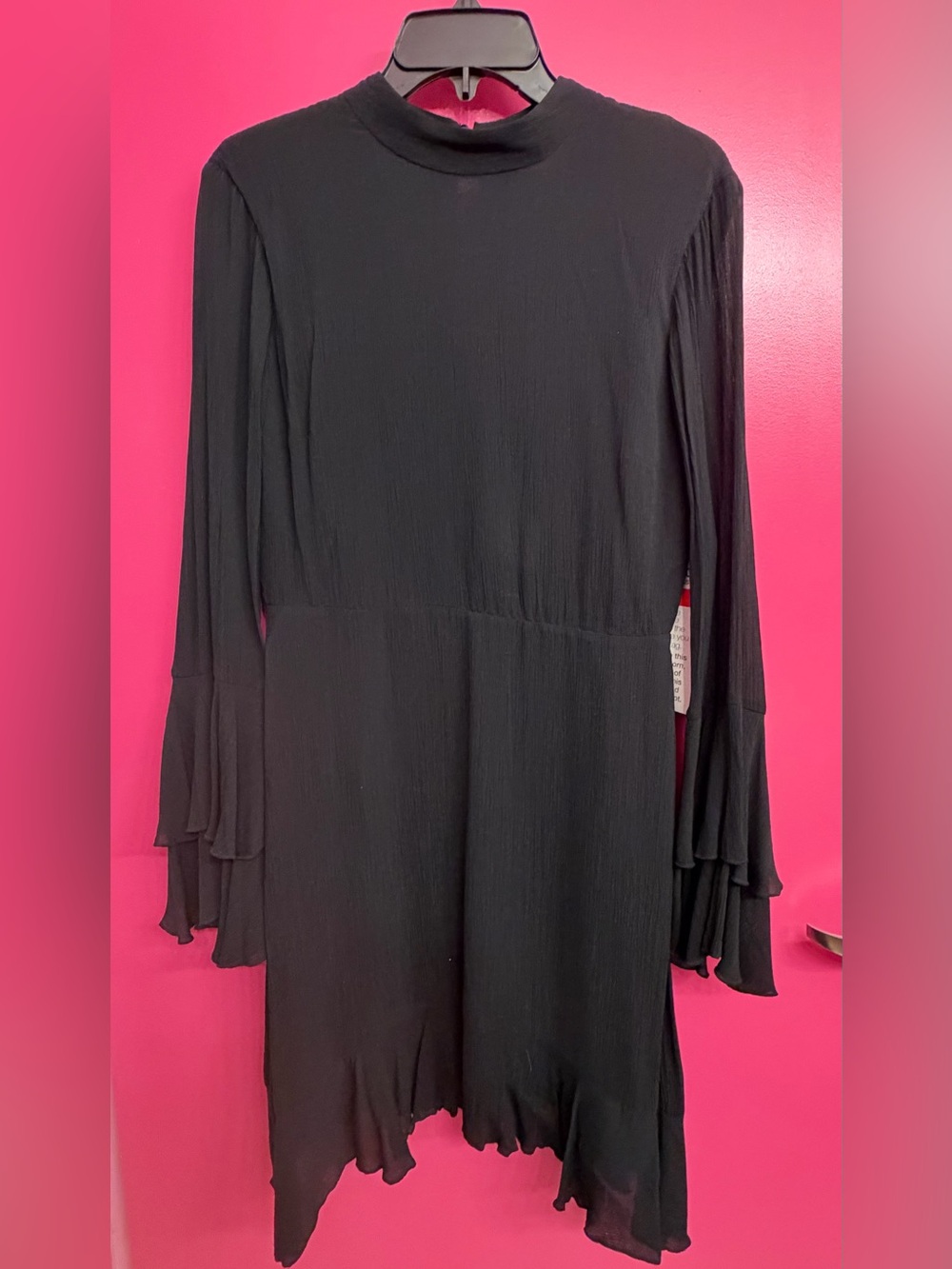 Philosophy Black Long-Sleeve Midi Dress with Ruffle Sleeves